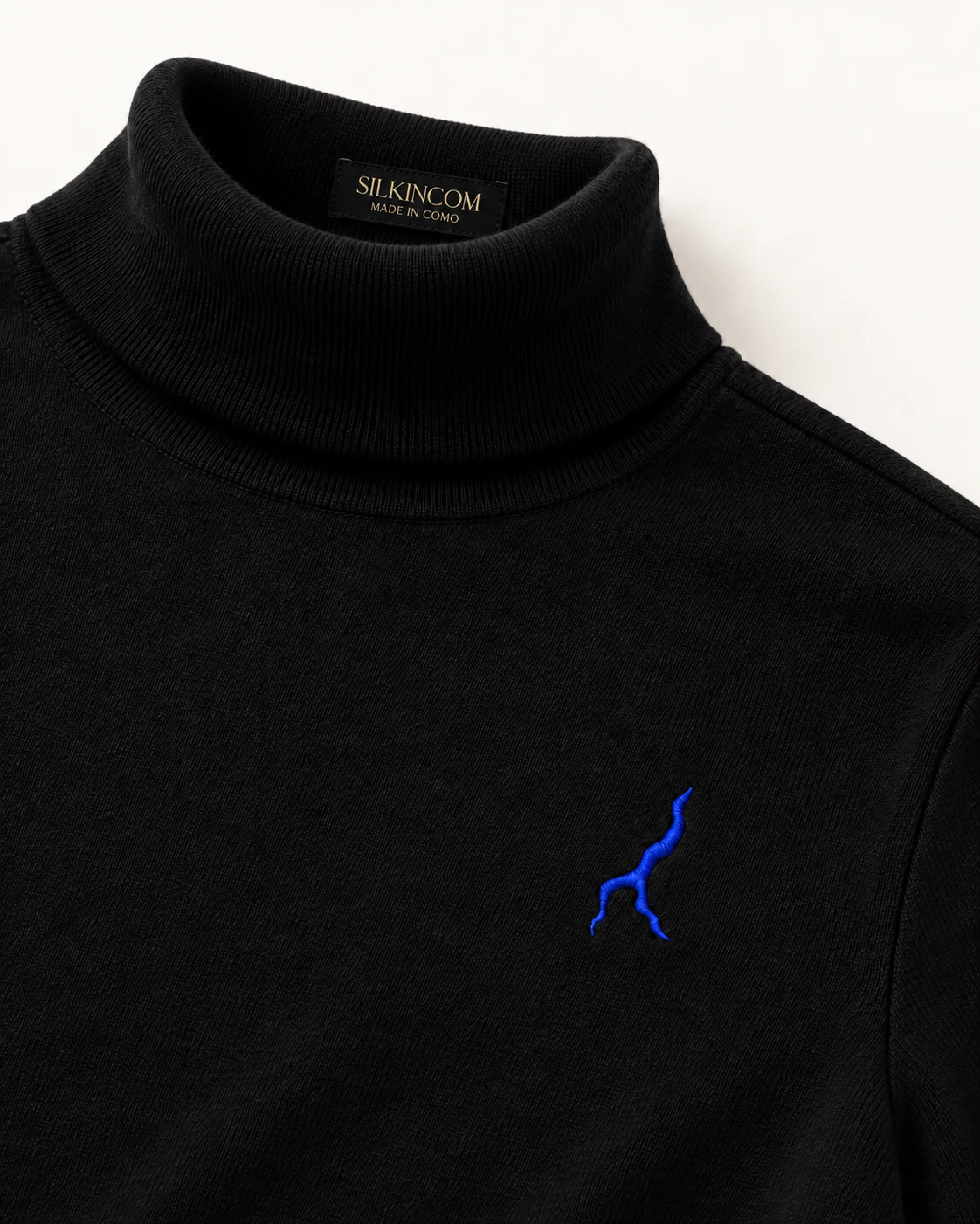 Domaso — Dolcevita in lana merino nera — vista 3